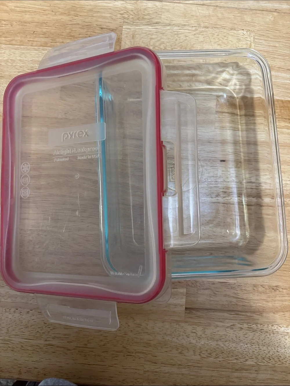 Pyrex Clear Glass Food Storage Container with Red Seal Lid